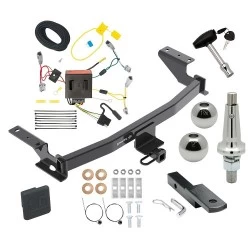 Trailer Tow Hitch For 13-16 Mazda CX-5 All Models Class 2 Ultimate Package w/ Wiring Draw Bar Kit Interchange 2" 1-7/8" Ball Lock and Cover
