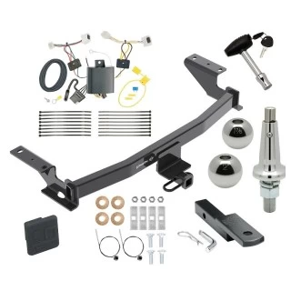 Trailer Tow Hitch For 17-21 Mazda CX-5 (2019 Exc Diesel) Class 2 Ultimate Package w/ Wiring Draw Bar Kit Interchange 2" 1-7/8" Ball Lock and Cover