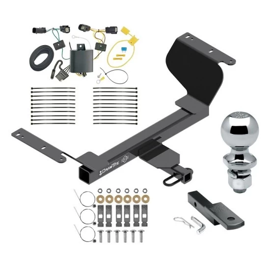 Trailer Tow Hitch For 18-24 Chevrolet Equinox Gasoline, Premier Class 2 Complete Package w/ Wiring Draw Bar Kit and 2" Ball
