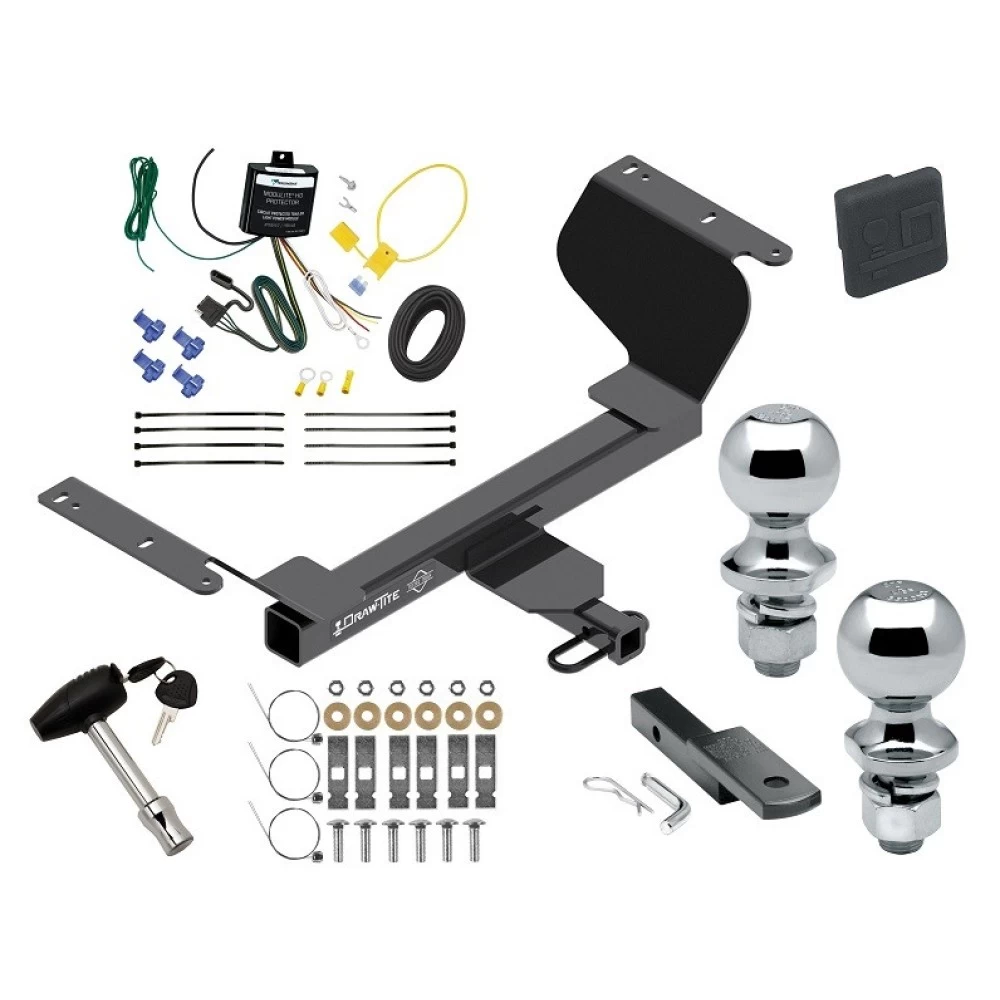 Trailer Tow Hitch For 18-25 GMC Terrain Chevy Equinox Gasoline Class 2 Deluxe Package Wiring 2" and 1-7/8" Ball and Lock