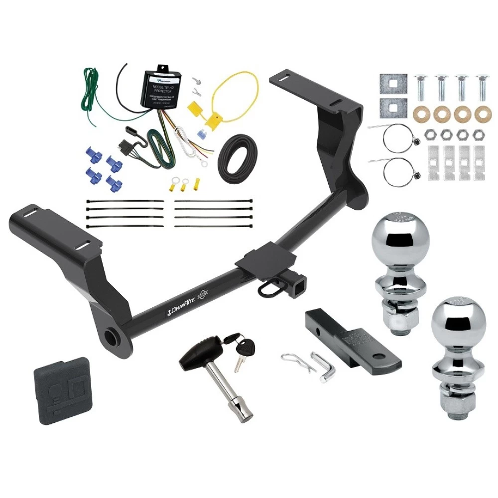 Trailer Tow Hitch For 16-26 Subaru Crosstrek Hybrid Deluxe Package Wiring 2" and 1-7/8" Ball and Lock