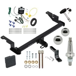 Trailer Tow Hitch For 18-22 Ford EcoSport Class 2 Ultimate Package w/ Wiring Draw Bar Kit Interchange 2" 1-7/8" Ball Lock and Cover