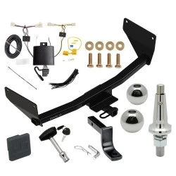 Trailer Tow Hitch For 19-25 Toyota RAV4 21-25 RAV4 Prime Ultimate Package w/ Wiring Draw Bar Kit Interchange 2" 1-7/8" Ball Lock and Cover