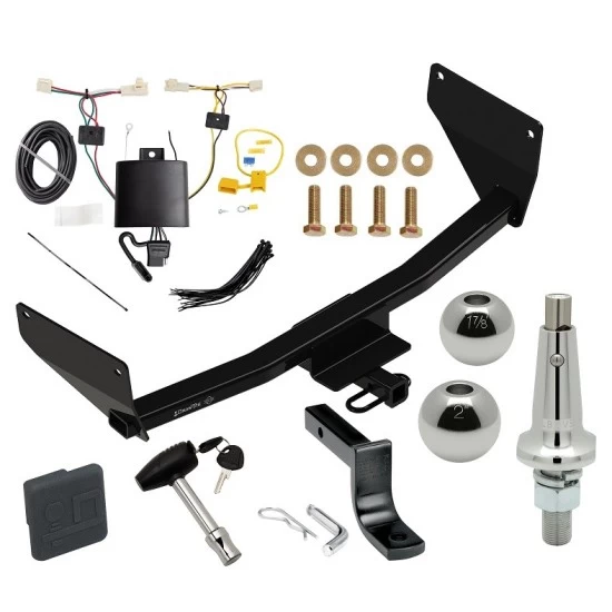Trailer Tow Hitch For 19-25 Toyota RAV4 21-25 RAV4 Prime Ultimate Package w/ Wiring Draw Bar Kit Interchange 2" 1-7/8" Ball Lock and Cover