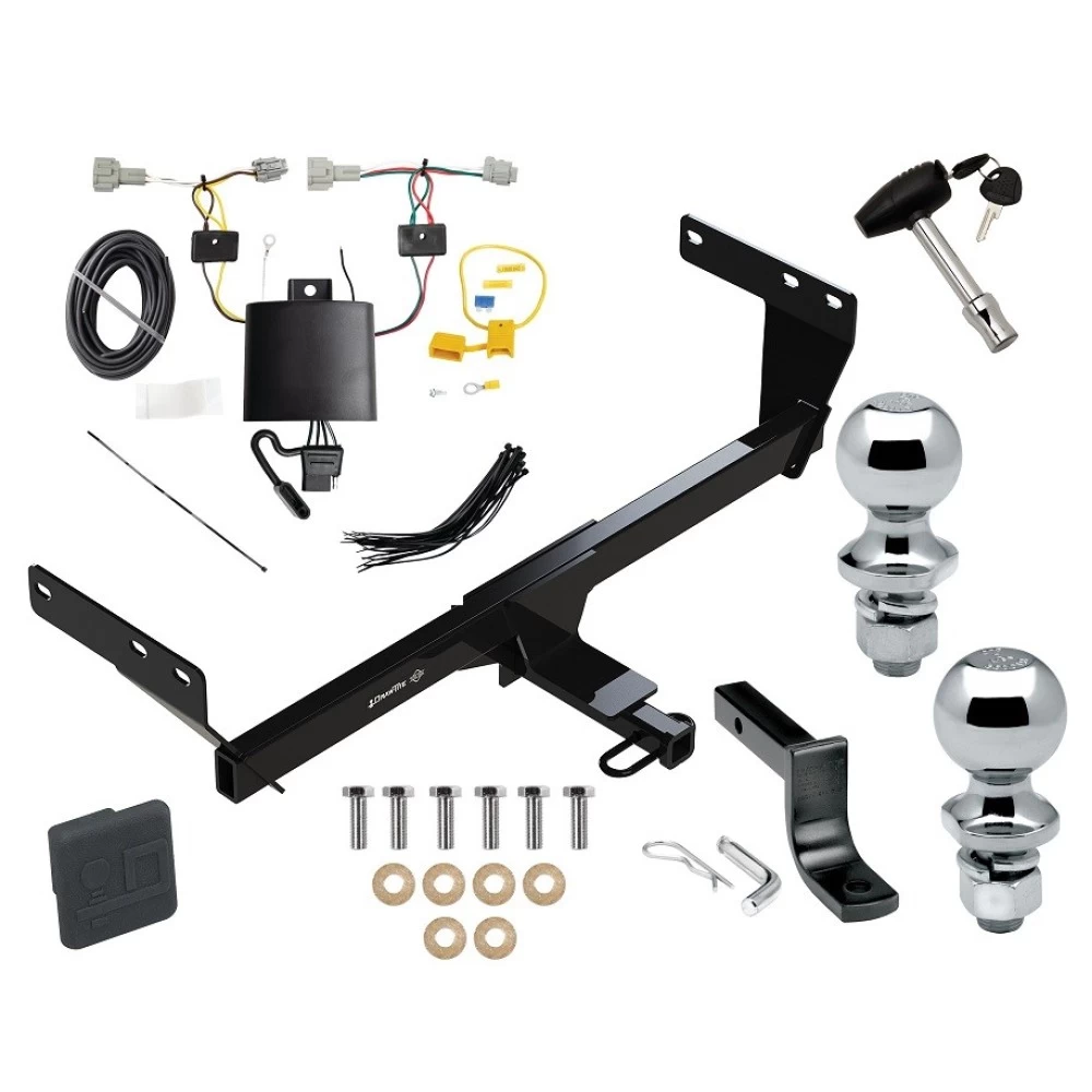 Trailer Tow Hitch For 21-27 Nissan Rogue Deluxe Package Wiring 2" and 1-7/8" Ball and Lock