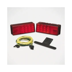 Wesbar LED Trailer Taillight Kit - Pair (Left & Right), 3x8 Low Profile, Over 80 Inch, Waterproof, Red Lens, 407540