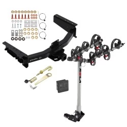 Trailer Tow Hitch For 19-25 Ram 1500 New Body w/ OEM Receiver & Class III Tow Bumper 4 Bike Rack w/ Hitch Lock and Cover