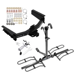 Trailer Tow Hitch For 19-25 Ram 1500 New Body w/ OEM Receiver & Class III Tow Bumper Platform Style 2 Bike Rack w/ Anti Rattle Hitch Lock