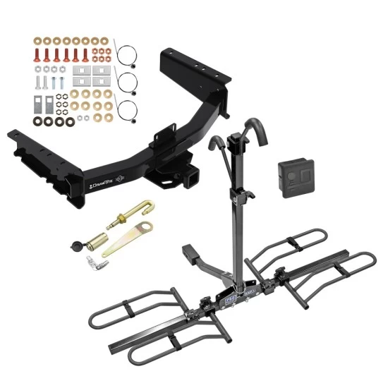 Trailer Tow Hitch For 19-25 Ram 1500 New Body w/ OEM Receiver & Class III Tow Bumper Platform Style 2 Bike Rack Hitch Lock and Cover