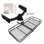 Trailer Tow Hitch For 19-25 Ram 1500 New Body w/ OEM Receiver & Class III Tow Bumper Basket Cargo Carrier Platform w/ Hitch Pin