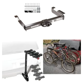 Trailer Hitch w/ 4 Bike Rack For 96-27 Chevy Express GMC Savana Van Except Cutaway Models Approved for Recreational & Offroad Use Carrier for Adult Woman or Child Bicycles Foldable