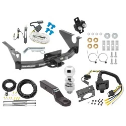 Class 5 11K Trailer Hitch Tow Package w/ 7-Way RV Wiring For 11-18 RAM 09-10 Dodge Ram 1500 11-18 RAM 1500 19-24 Classic w/ 2-5/16" Ball 2" Drop Mount Ultra Frame 2" Receiver