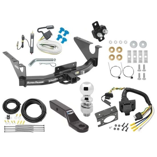Class 5 11K Trailer Hitch Tow Package w/ 7-Way RV Wiring For 11-18 RAM 09-10 Dodge Ram 1500 11-18 RAM 1500 19-24 Classic w/ 2-5/16" Ball 2" Drop Mount Ultra Frame 2" Receiver