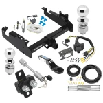Trailer Tow Hitch For 19-24 Ford F-350 F-450 F-550 Cab and Chassis w/ w/ 7-Way Wiring Kit 2-5/16" and 2" Ball 8.5" Long 2" Drop Draw Bar and Towing Lock