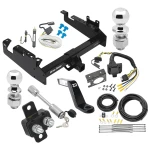 Trailer Tow Hitch For 19-24 Ford F-350 F-450 F-550 Cab and Chassis w/ w/ 7-Way Wiring Kit 2-5/16" and 2" Ball 10.25" Long 6" Drop Draw Bar and Towing Lock