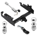 Trailer Tow Hitch For 19-25 Ford F-350 F-550 Super Duty F-450 Super Duty Cab & Chassis w/ 2-5/16" and 2" Ball 8.5" Long 2" Drop Draw Bar and Towing Lock