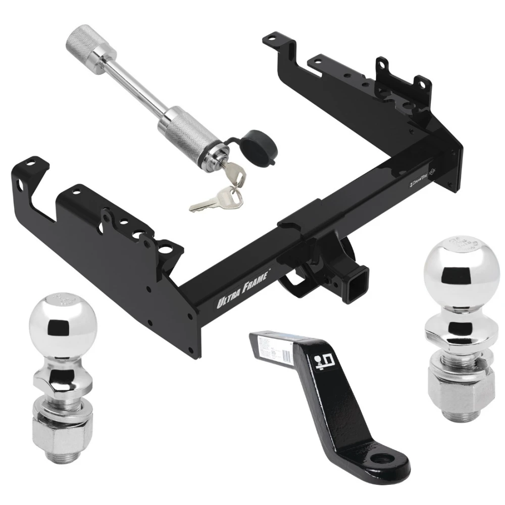 Trailer Tow Hitch For 19-24 Ford F-350 F-450 F-550 Cab and Chassis w/ 2-5/16" and 2" Ball 10.25" Long 6" Drop Draw Bar and Towing Lock
