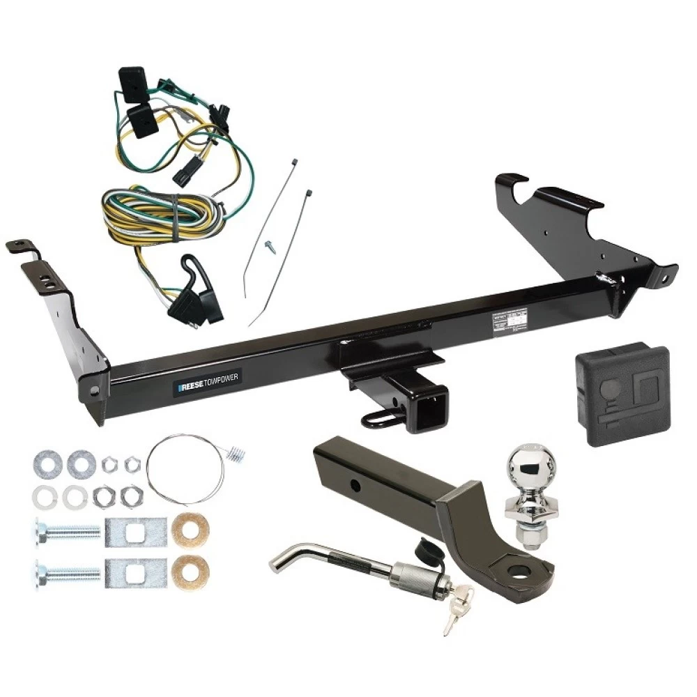 Custom Fit Trailer Hitch Wiring Harness (Plug & Play) 2" Drop Ball-Mount w/ Locking Pin/Clip 2" Chrome Ball Rubber Hitch Plug Cover Installation Hardware Installation Instructions 44011 118338 7005111 7010 Reese Trailer Tow Hitch 87-95 Chev Reese Trailer Tow Hitch For 87-95 Chevy G10 G20 G30 GMC G1500 G2500 G3500 Deluxe Package Wiring 2" Ball Mount and Lock