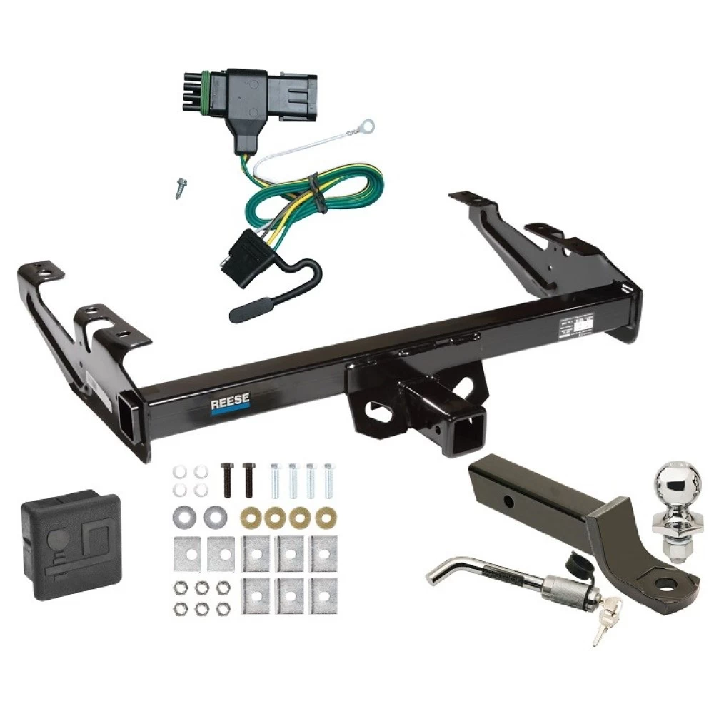 Reese Trailer Tow Hitch For 88-00 Chevy GMC C/K Pickup Standard or Step Bumper Deluxe Package Wiring 2" Ball Mount and Lock