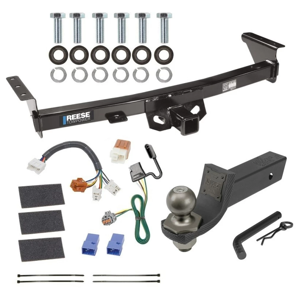 For 2005-2023 Nissan Frontier Trailer Hitch Tow PKG w/ 4-Flat Wiring + Interlock Tactical Starter Kit w/ 2" Drop & 2" Ball By Reese Towpower