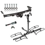 For 2005-2024 Nissan Frontier Trailer Hitch Tow PKG w/ 2 Bike Plaform Style Carrier Rack + Hitch Lock By Reese Towpower