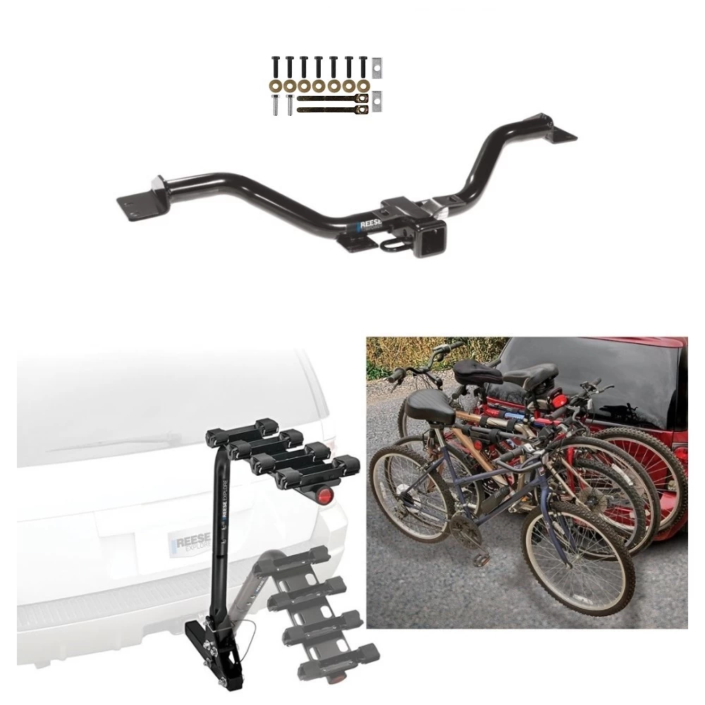 Trailer Hitch w/ 4 Bike Rack For 09-17 Chevy Traverse 07-17 GMC Acadia Buick Enclave Saturn Outlook Approved for Recreational & Offroad Use Carrier for Adult Woman or Child Bicycles Foldable