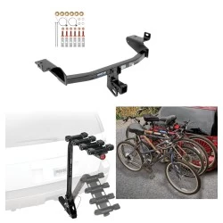 Trailer Hitch w/ 4 Bike Rack For 14-23 Jeep Cherokee All Styles Approved for Recreational & Offroad Use Carrier for Adult Woman or Child Bicycles Foldable