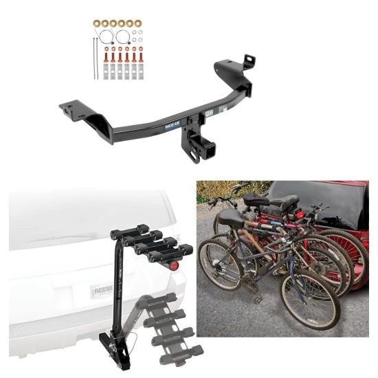 Trailer Hitch w/ 4 Bike Rack For 14-23 Jeep Cherokee Approved for Recreational & Offroad Use Carrier for Adult Woman or Child Bicycles Foldable
