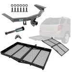 For 2014-2020 Acura MDX Trailer Hitch Tow PKG w/ Cargo Carrier + Bi-Fold Ramp + Hitch Lock (Excludes: w/Full Size Spare Tire Models) By Reese Towpower
