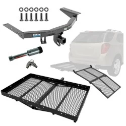 For 2014-2020 Acura MDX Trailer Hitch Tow PKG w/ Cargo Carrier + Bi-Fold Ramp + Hitch Lock (Excludes: w/Full Size Spare Tire Models) By Reese Towpower