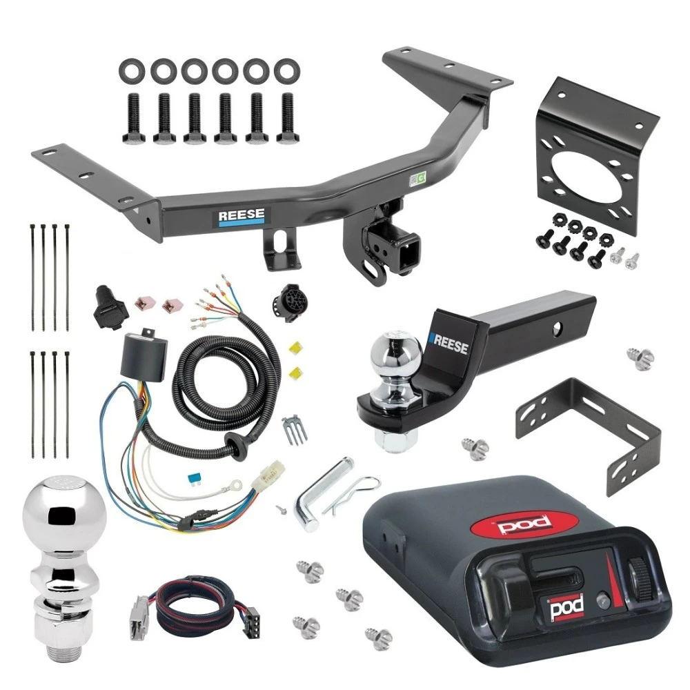 For 2016-2022 Honda Pilot Trailer Hitch Tow PKG w/ Pro Series POD Brake Control + Plug & Play BC Adapter + 7-Way RV Wiring + 2" & 2-5/16" Ball & Drop Mount By Reese Towpower