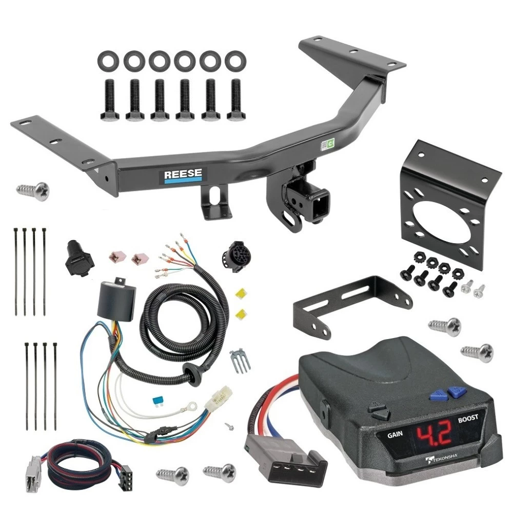 For 2016-2022 Honda Pilot Trailer Hitch Tow PKG w/ Tekonsha BRAKE-EVN Brake Control + Plug & Play BC Adapter + 7-Way RV Wiring By Reese Towpower