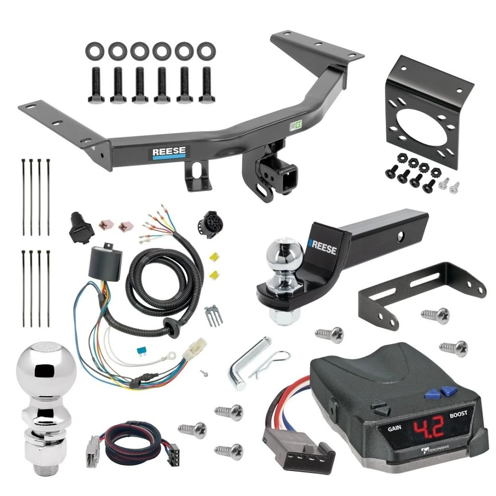 For 2016-2022 Honda Pilot Trailer Hitch Tow PKG w/ Tekonsha BRAKE-EVN Brake Control + Plug & Play BC Adapter + 7-Way RV Wiring + 2" & 2-5/16" Ball & Drop Mount By Reese Towpower