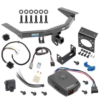 For 2014-2020 Acura MDX Trailer Hitch Tow PKG w/ Pro Series Pilot Brake Control + Plug & Play BC Adapter + 7-Way RV Wiring (Excludes: w/Full Size Spare Tire Models) By Reese Towpower