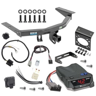 For 2014-2020 Acura MDX Trailer Hitch Tow PKG w/ Tekonsha BRAKE-EVN Brake Control + Plug & Play BC Adapter + 7-Way RV Wiring (Excludes: w/Full Size Spare Tire Models) By Reese Towpower