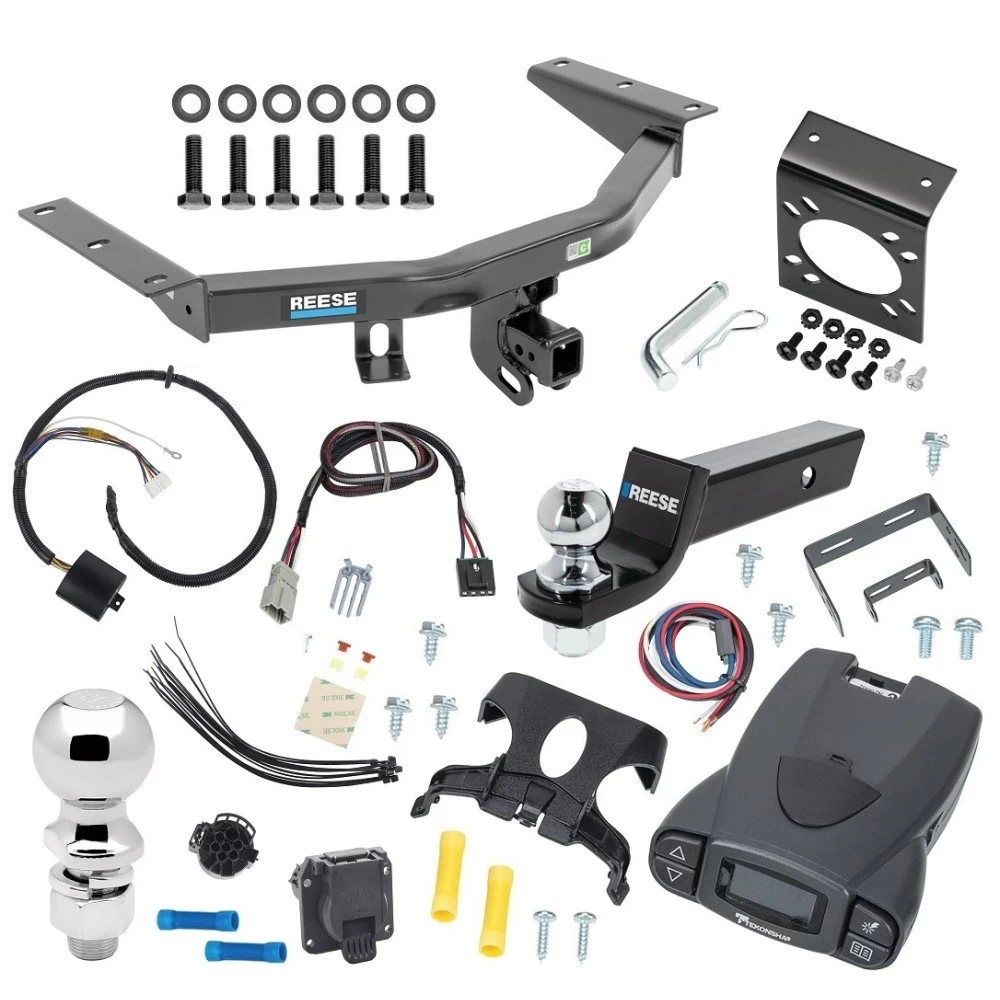 For 2014-2020 Acura MDX Trailer Hitch Tow PKG w/ Tekonsha Prodigy P3 Brake Control + Plug & Play BC Adapter + 7-Way RV Wiring + 2" & 2-5/16" Ball & Drop Mount (Excludes: w/Full Size Spare Tire Models) By Reese Towpower