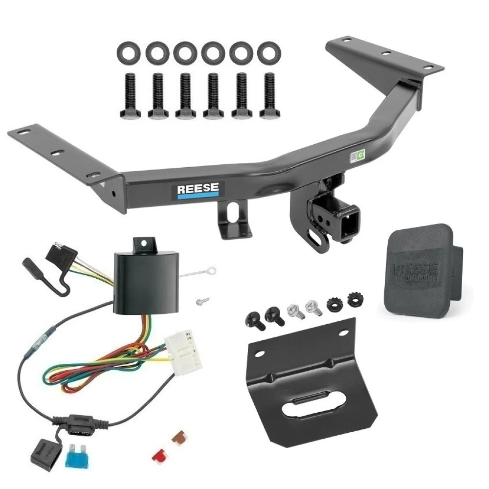 For 2014-2020 Acura MDX Trailer Hitch Tow PKG w/ 4-Flat Wiring Harness + Wiring Bracket + Hitch Cover (Excludes: w/Full Size Spare Tire Models) By Reese Towpower