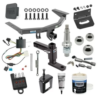 For 2014-2020 Acura MDX Trailer Hitch Tow PKG w/ 4-Flat Wiring + Adjustable Drop Rise Ball Mount + Inerchangeable 1-7/8" & 2" & 2-5/16" Balls + Wiring Bracket + Hitch Cover + Dual Hitch & Coupler Locks + Wiring Tester + Ball Lub