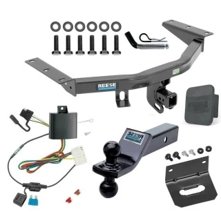 For 2014-2020 Acura MDX Trailer Hitch Tow PKG w/ 4-Flat Wiring + Dual Ball Ball Mount 1-7/8" & 2" Trailer Balls + Pin/Clip + Wiring Bracket + Hitch Cover (Excludes: w/Full Size Spare Tire Models) By Reese Towpower