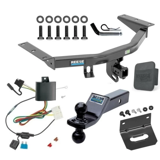 For 2014-2020 Acura MDX Trailer Hitch Tow PKG w/ 4-Flat Wiring + Dual Ball Ball Mount 1-7/8" & 2" Trailer Balls + Pin/Clip + Wiring Bracket + Hitch Cover (Excludes: w/Full Size Spare Tire Models) By Reese Towpower