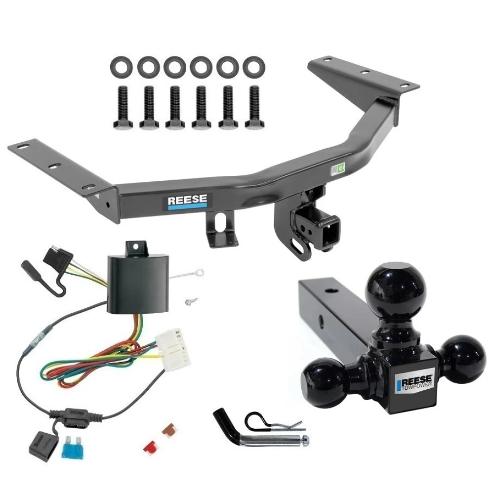 For 2014-2020 Acura MDX Trailer Hitch Tow PKG w/ 4-Flat Wiring + Triple Ball Ball Mount 1-7/8" & 2" & 2-5/16" Trailer Balls + Pin/Clip (Excludes: w/Full Size Spare Tire Models) By Reese Towpower