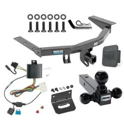 For 2014-2020 Acura MDX Trailer Hitch Tow PKG w/ 4-Flat Wiring + Triple Ball Ball Mount 1-7/8" & 2" & 2-5/16" Trailer Balls + Pin/Clip + Wiring Bracket + Hitch Cover (Excludes: w/Full Size Spare Tire Models) By Reese Towpower