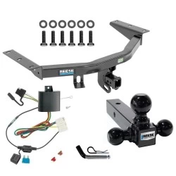 For 2014-2020 Acura MDX Trailer Hitch Tow PKG w/ 4-Flat Wiring + Triple Ball Ball Mount 1-7/8" & 2" & 2-5/16" Trailer Balls + Pin/Clip (Excludes: w/Full Size Spare Tire Models) By Reese Towpower