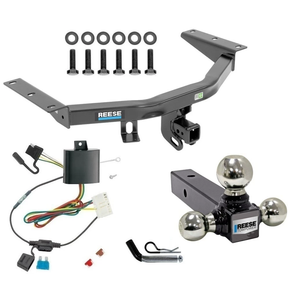For 2014-2020 Acura MDX Trailer Hitch Tow PKG w/ 4-Flat Wiring + Triple Ball Ball Mount 1-7/8" & 2" & 2-5/16" Trailer Balls + Pin/Clip (Excludes: w/Full Size Spare Tire Models) By Reese Towpower