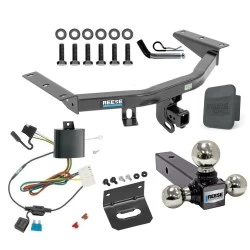 For 2014-2020 Acura MDX Trailer Hitch Tow PKG w/ 4-Flat Wiring + Triple Ball Ball Mount 1-7/8" & 2" & 2-5/16" Trailer Balls + Pin/Clip + Wiring Bracket + Hitch Cover (Excludes: w/Full Size Spare Tire Models) By Reese Towpower