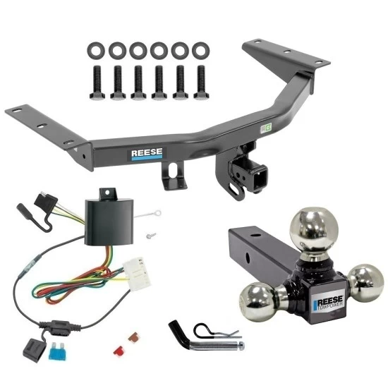 For 2014-2020 Acura MDX Trailer Hitch Tow PKG w/ 4-Flat Wiring + Triple Ball Ball Mount 1-7/8" & 2" & 2-5/16" Trailer Balls + Pin/Clip (Excludes: w/Full Size Spare Tire Models) By Reese Towpower