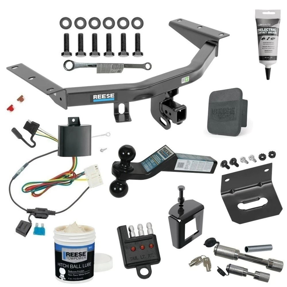 For 2014-2020 Acura MDX Trailer Hitch Tow PKG w/ 4-Flat Wiring + Dual Ball Ball Mount 2" & 2-5/16" Trailer Balls + Wiring Bracket + Hitch Cover + Dual Hitch & Coupler Locks + Wiring Tester + Ball Lube + Electric Grease + Ball Wrench + An