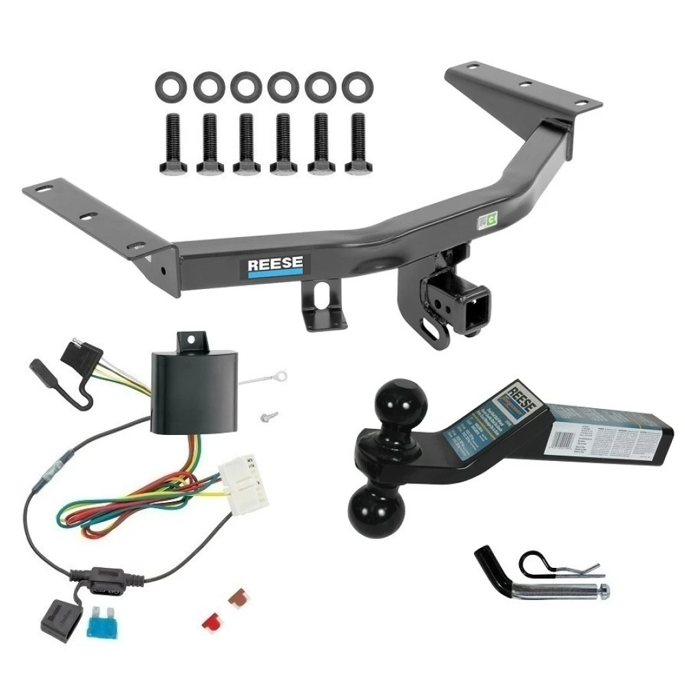 For 2014-2020 Acura MDX Trailer Hitch Tow PKG w/ 4-Flat Wiring + Dual Ball Ball Mount 2" & 2-5/16" Trailer Balls + Pin/Clip (Excludes: w/Full Size Spare Tire Models) By Reese Towpower