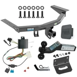 For 2014-2020 Acura MDX Trailer Hitch Tow PKG w/ 4-Flat Wiring + Dual Ball Ball Mount 2" & 2-5/16" Trailer Balls + Pin/Clip + Wiring Bracket + Hitch Cover (Excludes: w/Full Size Spare Tire Models) By Reese Towpower