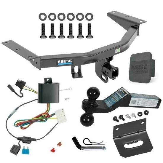 For 2014-2020 Acura MDX Trailer Hitch Tow PKG w/ 4-Flat Wiring + Dual Ball Ball Mount 2" & 2-5/16" Trailer Balls + Pin/Clip + Wiring Bracket + Hitch Cover (Excludes: w/Full Size Spare Tire Models) By Reese Towpower